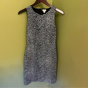 J. Crew Sheath Sleeveless Dress Navy White Polka Dots Size 2 Lined Classic
